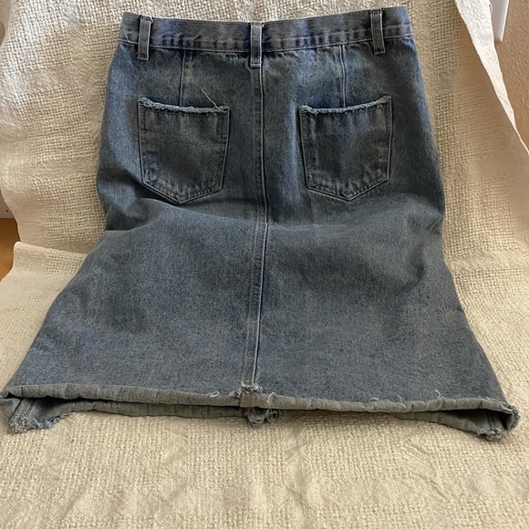 TOPSHOP BRAND HAYDEN FRINGE TRIMMED MID-LONG JEAN DENIM PENCIL SKIRT M - Picture 4 of 12